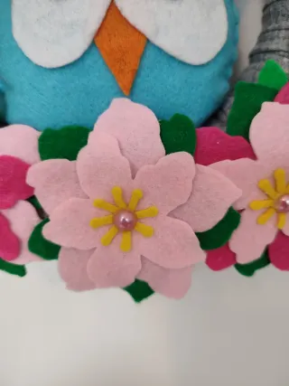 Ghirlanda fuoriporta con gufo in pannolenci