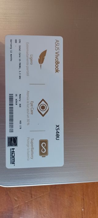 Asus VivoBook X540U Portátil