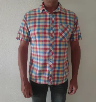 Camisa a cuadros manga corta