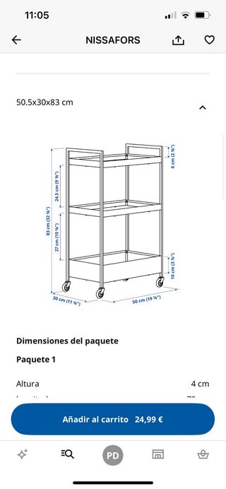 Carrito Ikea (Nissafors) Rojo