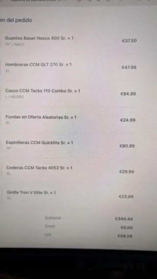 Equipación Hockey Línea Senior CCM/Bauer