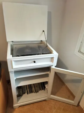 Mueble Auxiliar Música Madera y Cristal