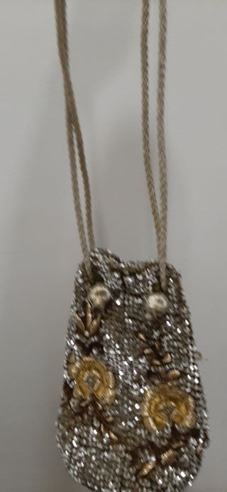 Bolso de noche lentejuelas plateado y dorado