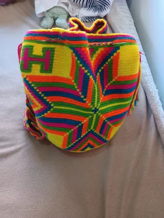 Bolso tejido étnico multicolor