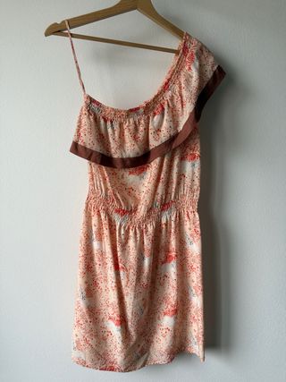 Vestito Seta Corto Monospalla Fantasia