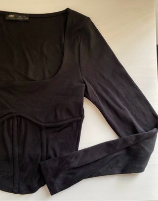 Top negro manga larga