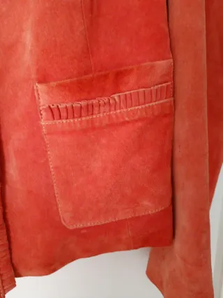Chaqueta vintage de ante mujer naranja