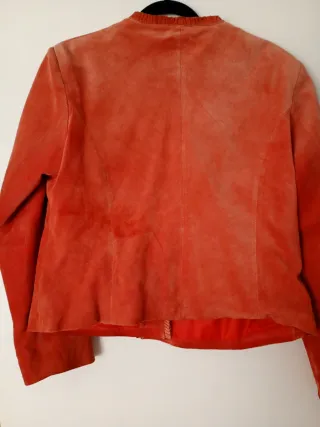 Chaqueta vintage de ante mujer naranja