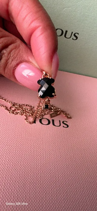 Collar Tous Oso Negro vermeil rosa