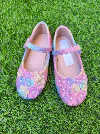 Zapatos de fiesta/disfraz con flores y perlas( 26)