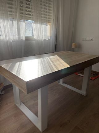 Mesa de comedor extensible madera y metal