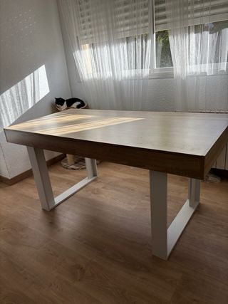 Mesa de comedor extensible madera y metal