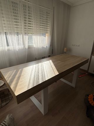 Mesa de comedor extensible madera y metal