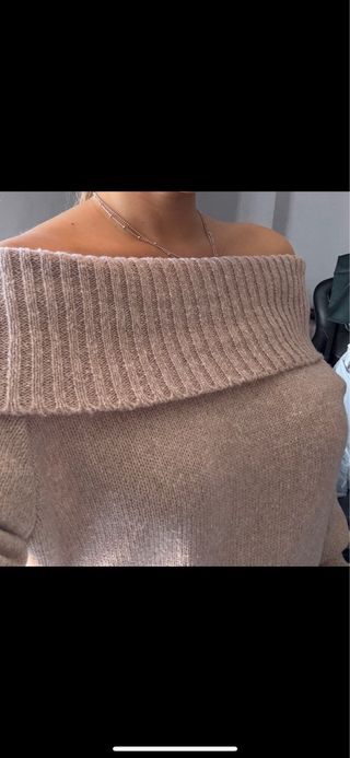 Jersey beige/de punto off-shoulder