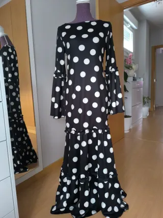 Vestido Flamenca Lunares Negro Talla Única