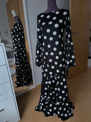 Vestido Flamenca Lunares Negro Talla Única