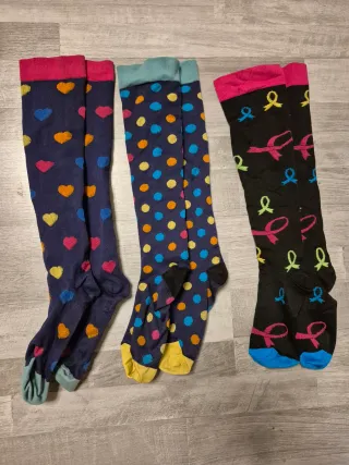 Calzettoni compressivi fantasia cuori pois nastri