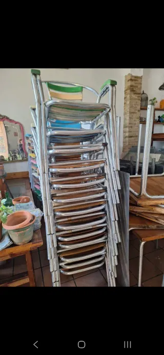 Mesas y Sillas Terraza Madera y Metal