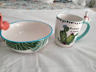 Juego 2 Tazas y 2 Tazones Cerámica Niños