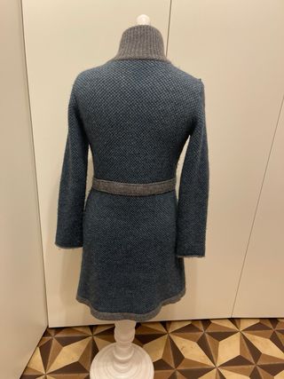 Cappotto donna lana blu e grigio