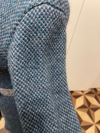 Cappotto donna lana blu e grigio