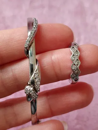 Brazalete y anillo plata pedrería