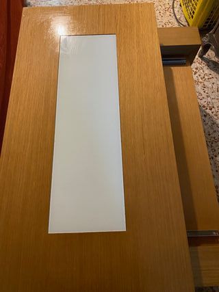 Mesa baja elevable madera y cristal