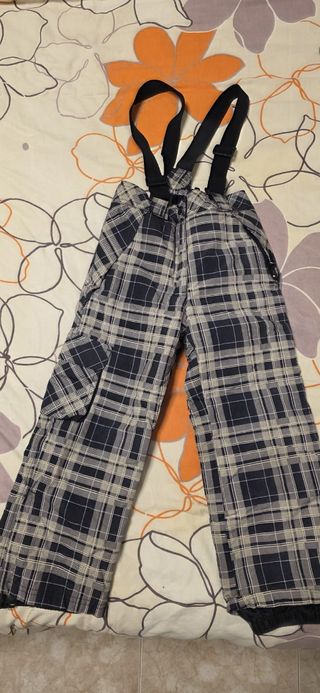 Pantalones de nieve a cuadros con tirantes