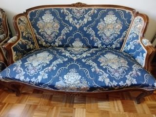 Tresillos florales clásicos azules