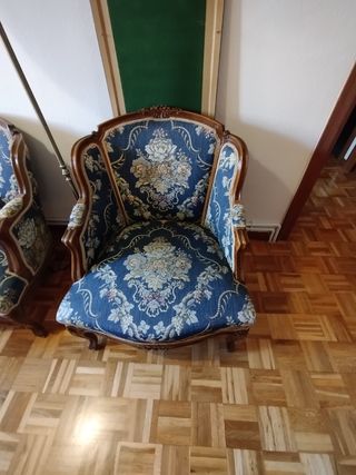 Tresillos florales clásicos azules