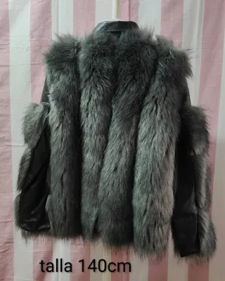 Abrigo niña pelo sintético y polipiel