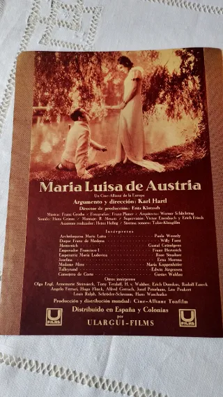 Programa Cine 1934 Maria Luisa de Austria