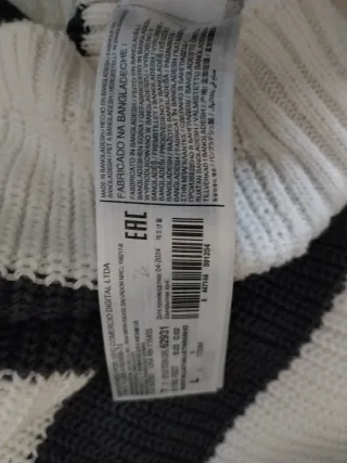 Jersey Mango Rayas gris   y Blanco Talla M