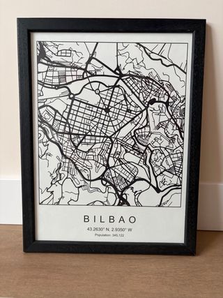 Lámina Mapa Bilbao Nórdico Marco Negro