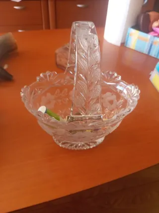 Cesta Decorativa Cristal Tallado