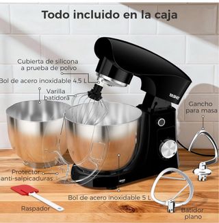 YASHE Batidora Amasadora 1500W, 4,5 + 5L Doble Bol