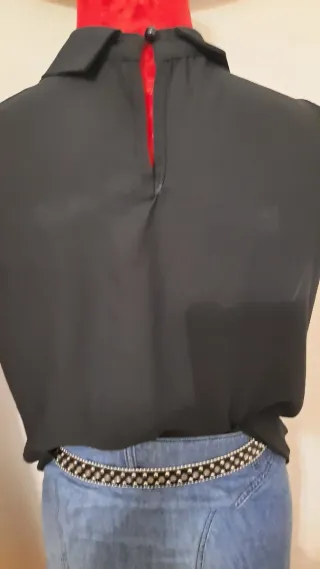 Camicia Smanicata Nera con Strass