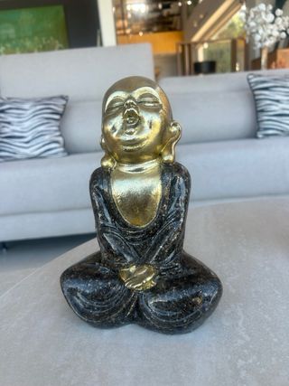 Decoración Monjes Budistas Dorado y Piedra