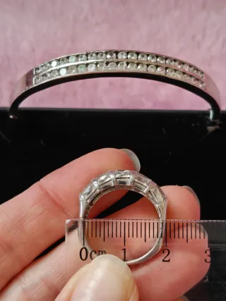 Brazalete y anillo plata con pedrería