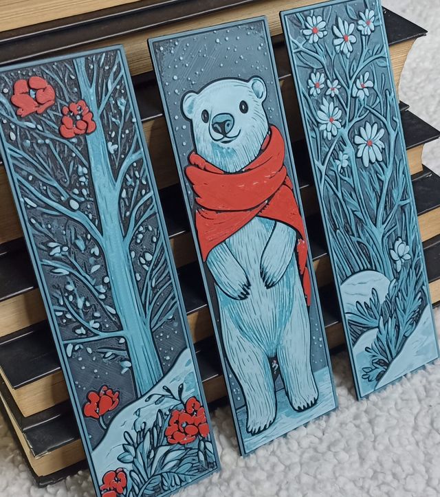 Set 3 Marcapáginas 3D "Fantasía Polar"