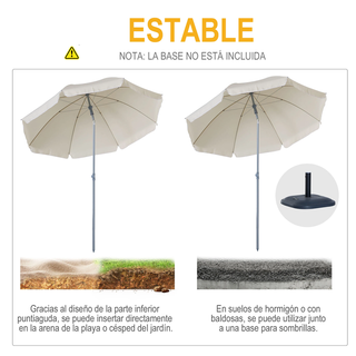 Sombrilla de Playa Ø202 cm con Techo Inclinable
