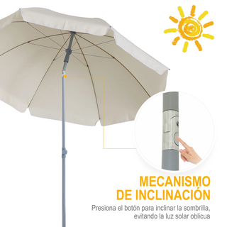 Sombrilla de Playa Ø202 cm con Techo Inclinable