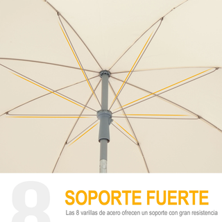 Sombrilla de Playa Ø202 cm con Techo Inclinable