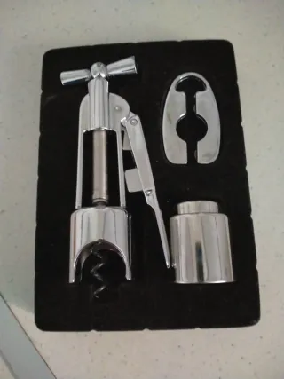 Sacacorchos Corta Puros y Tapón Acero Inox