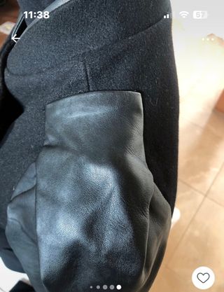 Chaqueta Maje Lana y Cuero Negra