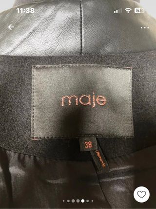 Chaqueta Maje Lana y Cuero Negra