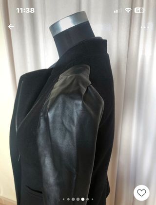 Chaqueta Maje Lana y Cuero Negra