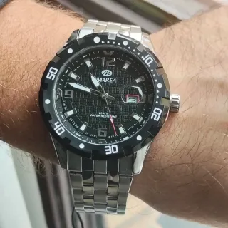 Reloj Marea Hombre Negro y Plateado