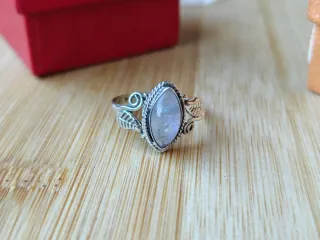 Anillo Plata Ley Piedra Luna talla 18