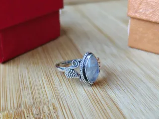 Anillo Plata Ley Piedra Luna talla 18